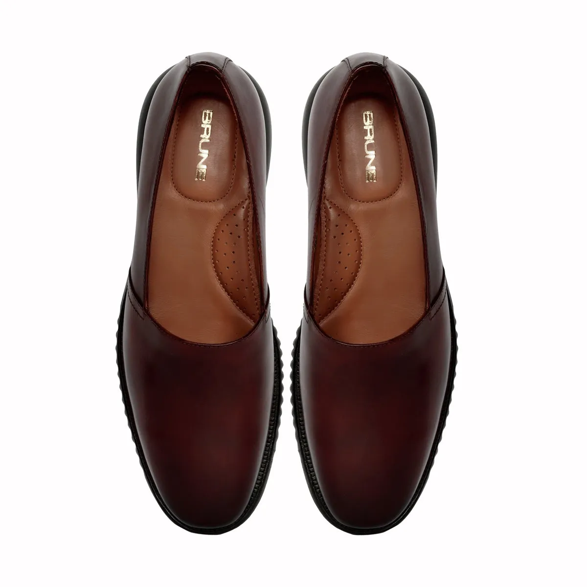 Easy Wear Light Weight Slip-On's Shoes in Dark Brown Genuine Leather