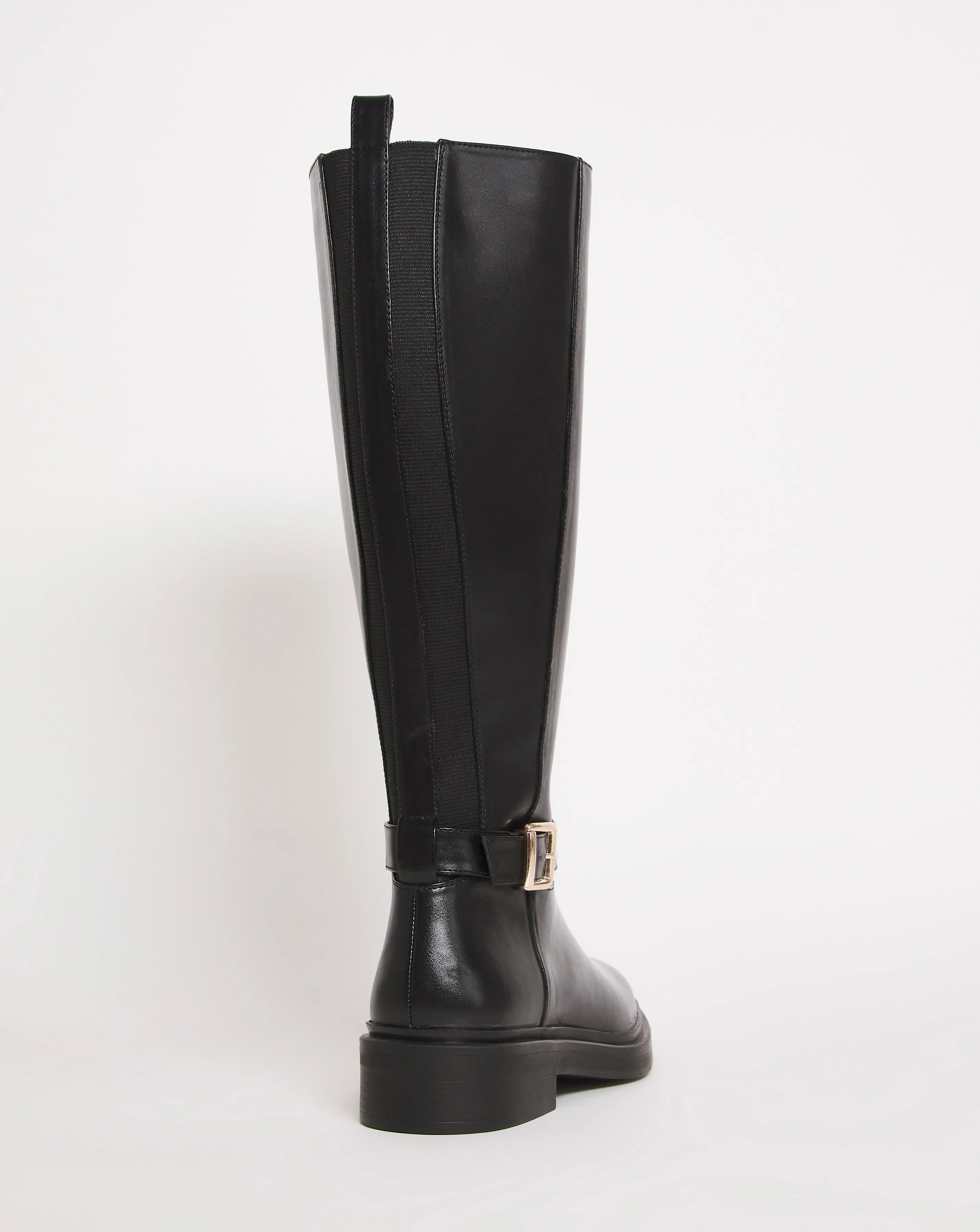 Elasticated Back Buckle High Leg Boot E Fit Curvy Plus Calf | Simply Be