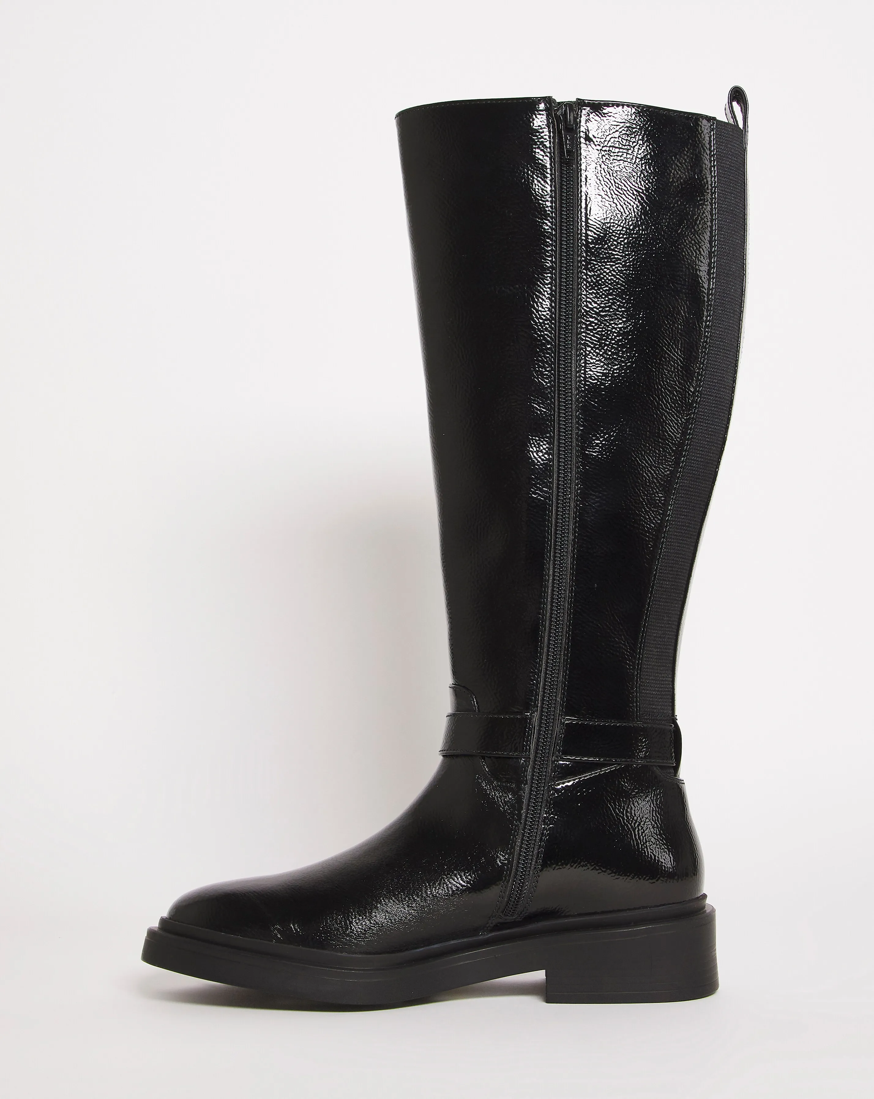 Elasticated Back Buckle High Leg Boot E Fit Curvy Plus Calf | Simply Be