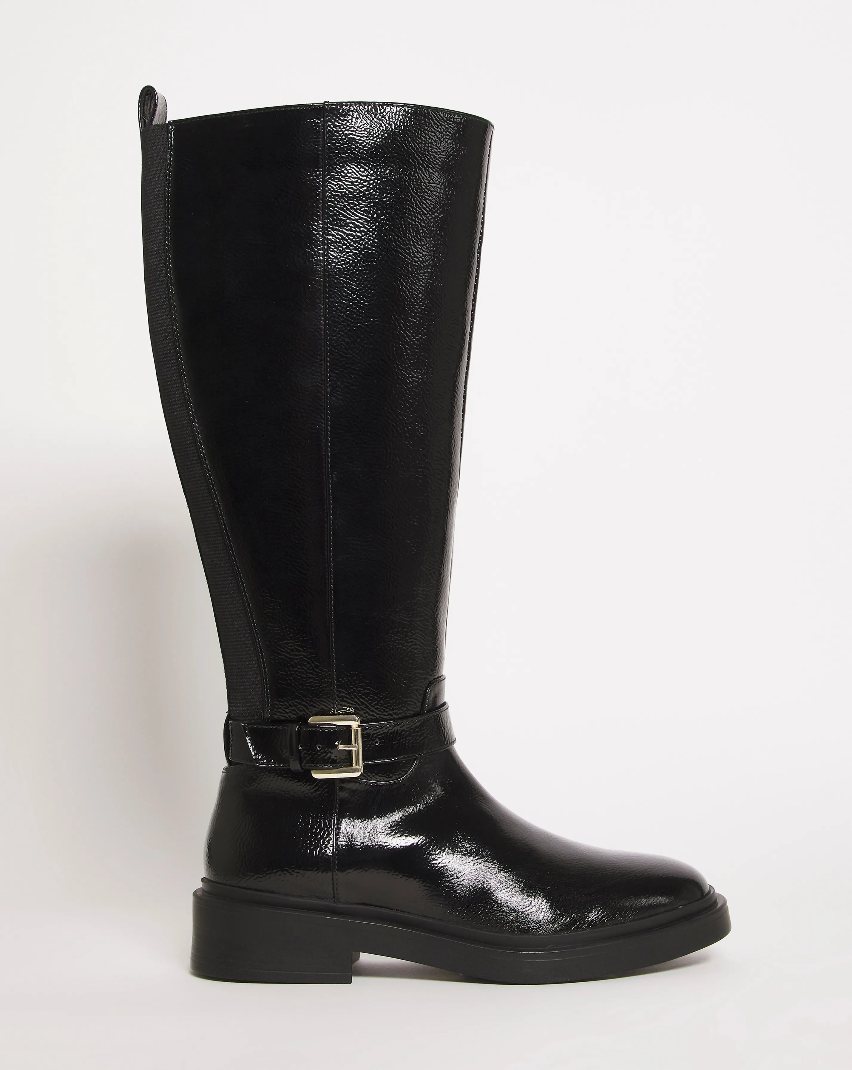 Elasticated Back Buckle High Leg Boot EEE Fit Standard Calf | Simply Be