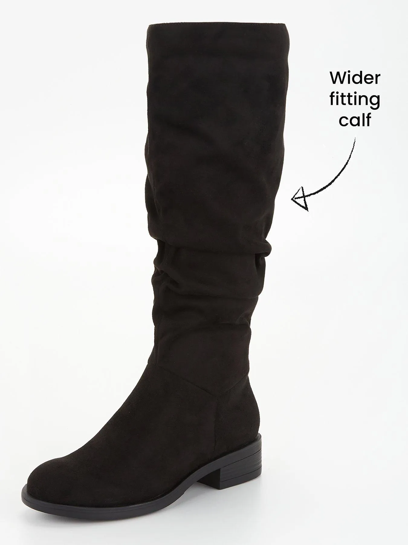 Everyday Comfort Slouch Knee Boot with Wider Fitting Calf - Black