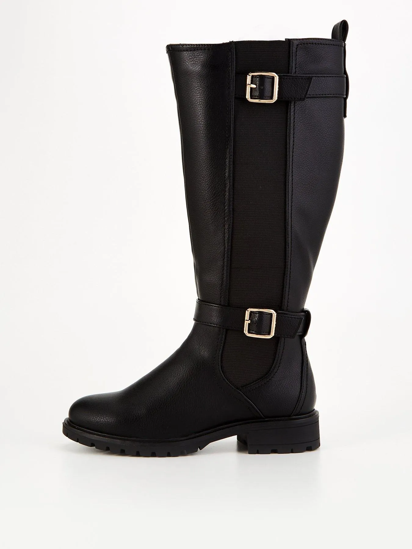 Everyday Wide Fit Buckle Knee Boot With Wider Fitting Calf