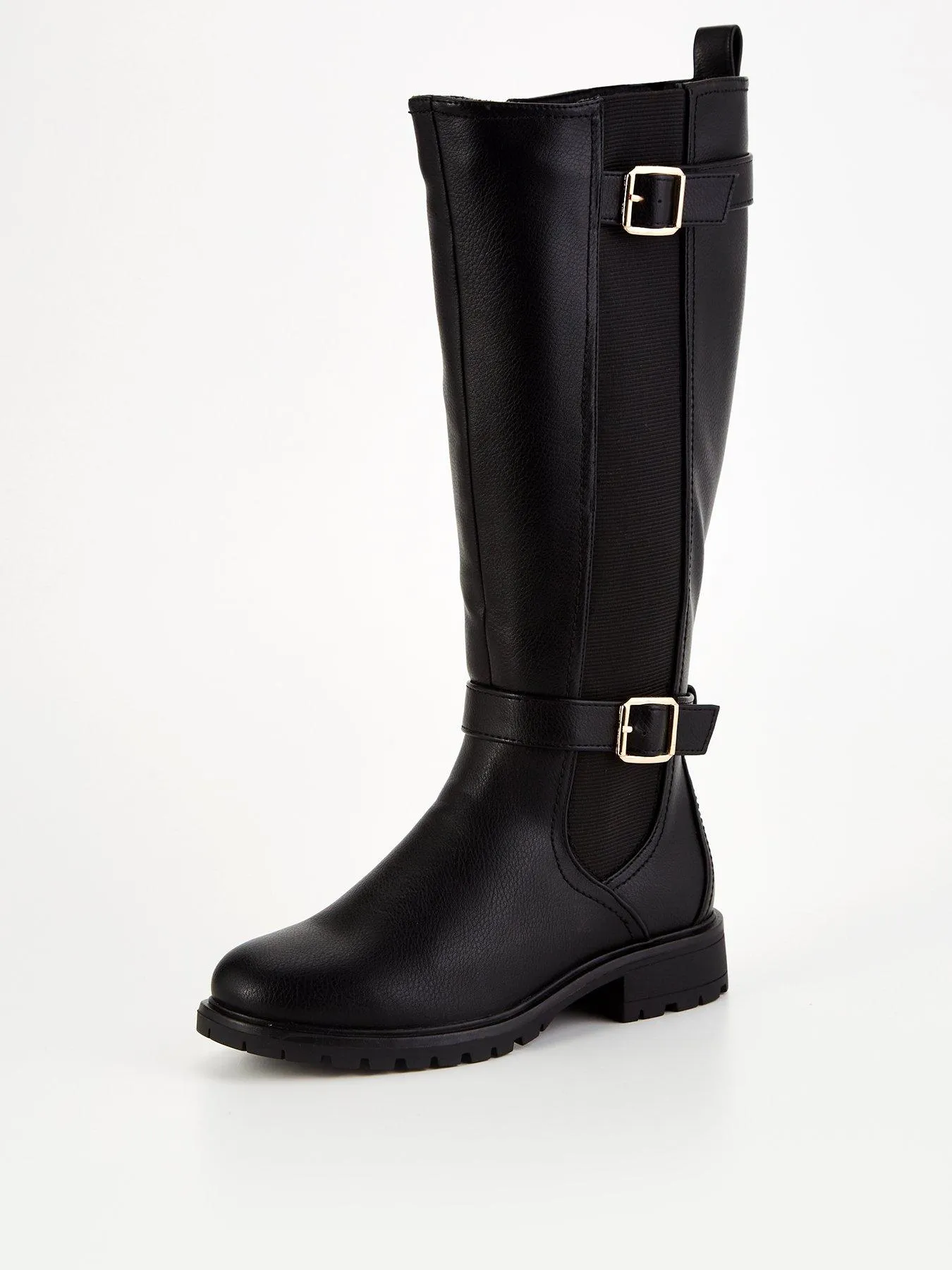 Everyday Wide Fit Buckle Knee Boot With Wider Fitting Calf