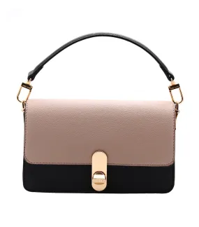 E/W Flap Shoulder Bag With Turn Lock Stone