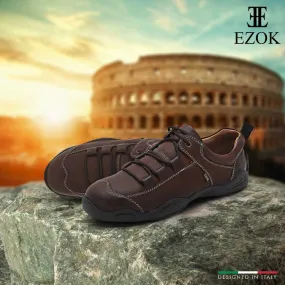 Ezok Mens Casual Brown Leather Sneakers