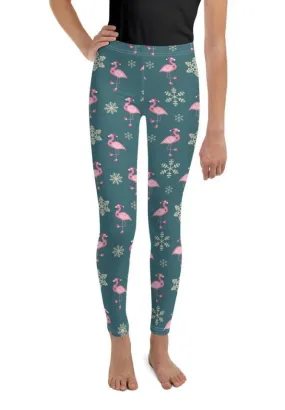 Festive Flamingos Youth Leggings