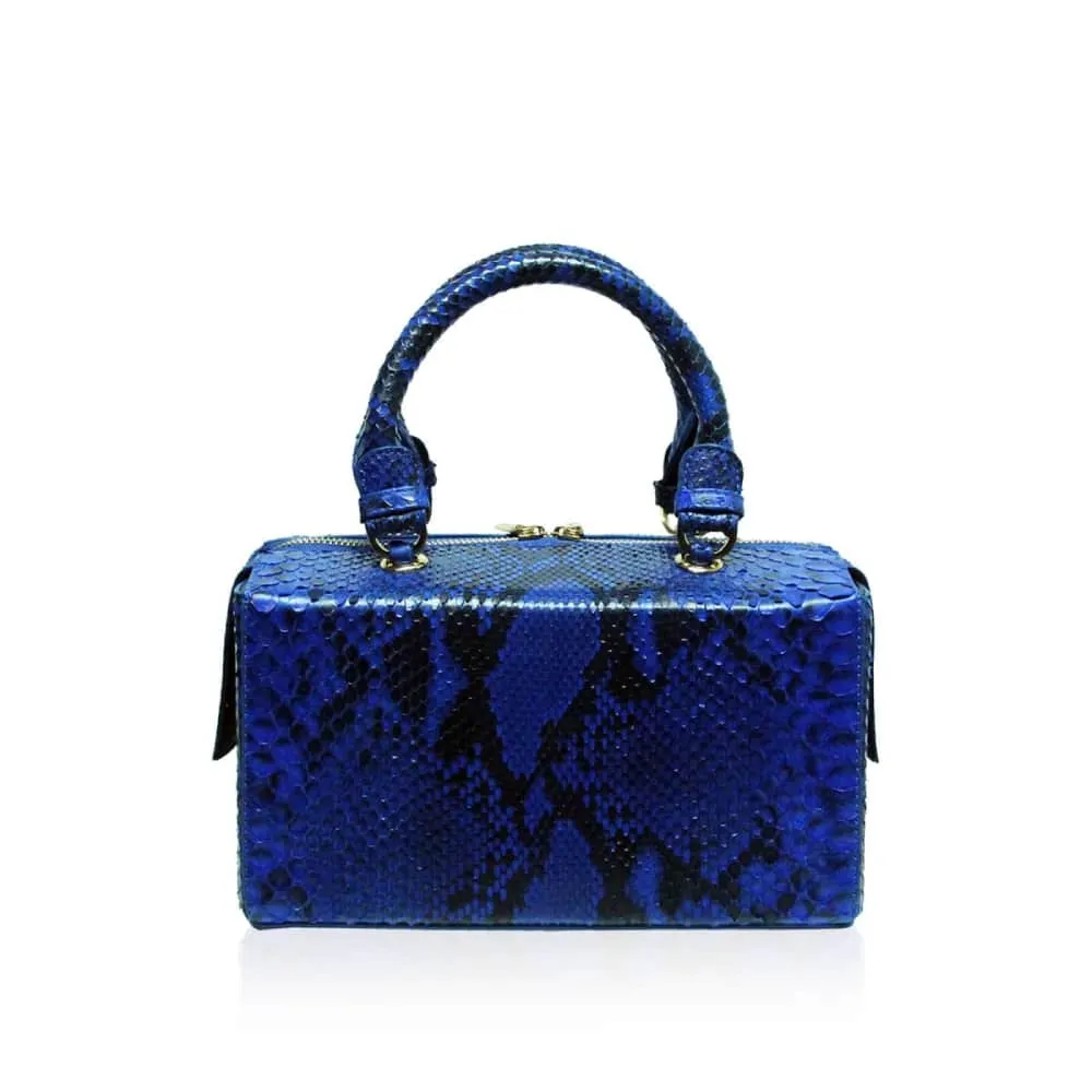 --Figaro python back leather blue & black handbag-