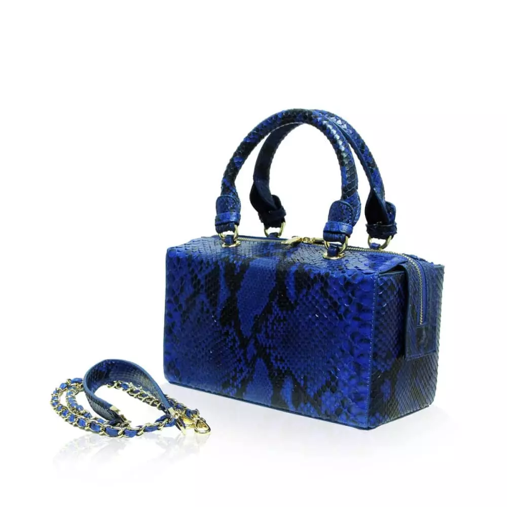 --Figaro python back leather blue & black handbag-