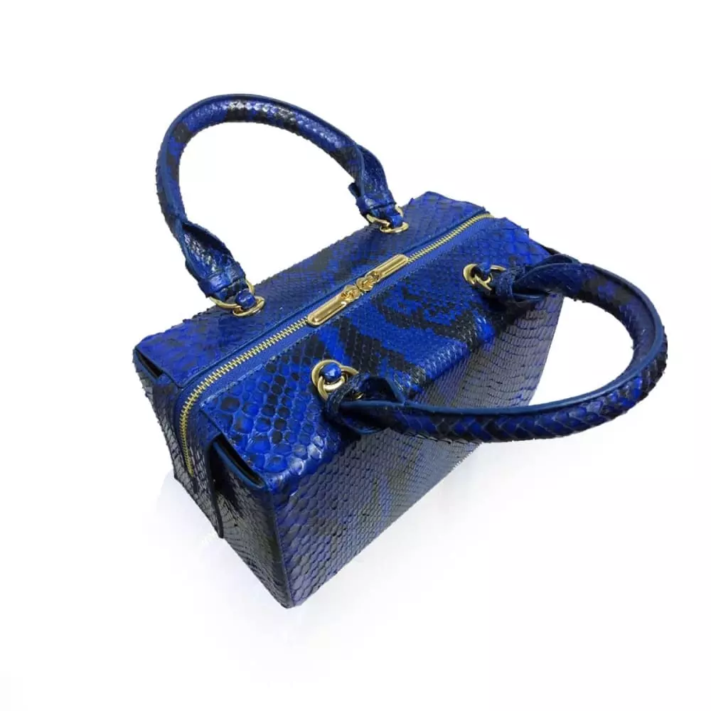 --Figaro python back leather blue & black handbag-