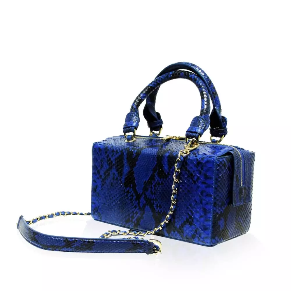 --Figaro python back leather blue & black handbag-