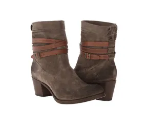 FRYE Women's Jane Strappy Short Boot Fatigue Suede/Veg Tan