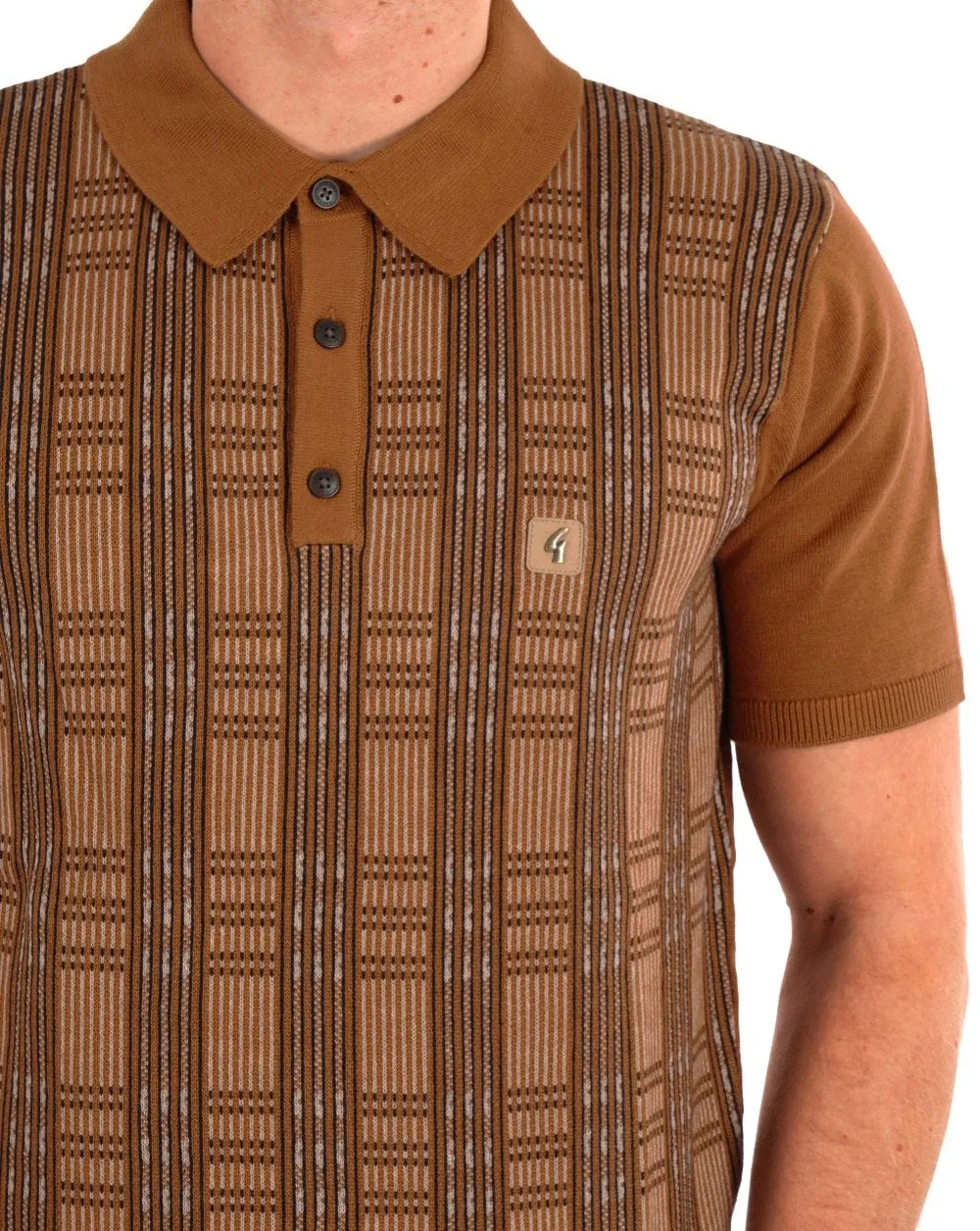 Gabicci Vintage Enrico Knitted Polo Walnut