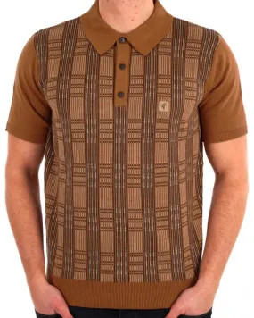 Gabicci Vintage Enrico Knitted Polo Walnut