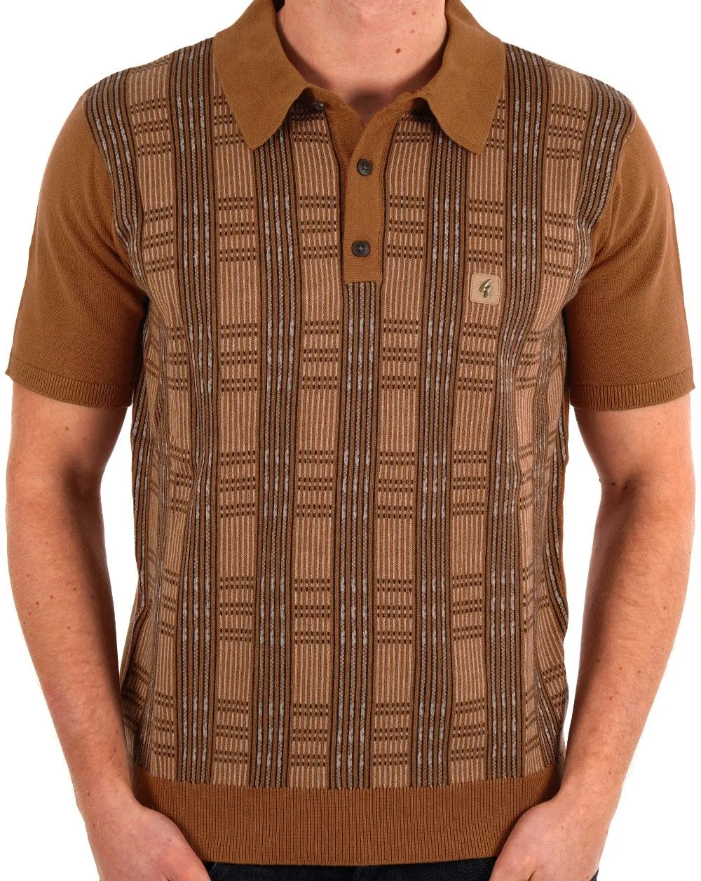 Gabicci Vintage Enrico Knitted Polo Walnut