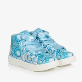 Girls Blue High-Top Shell Trainers 