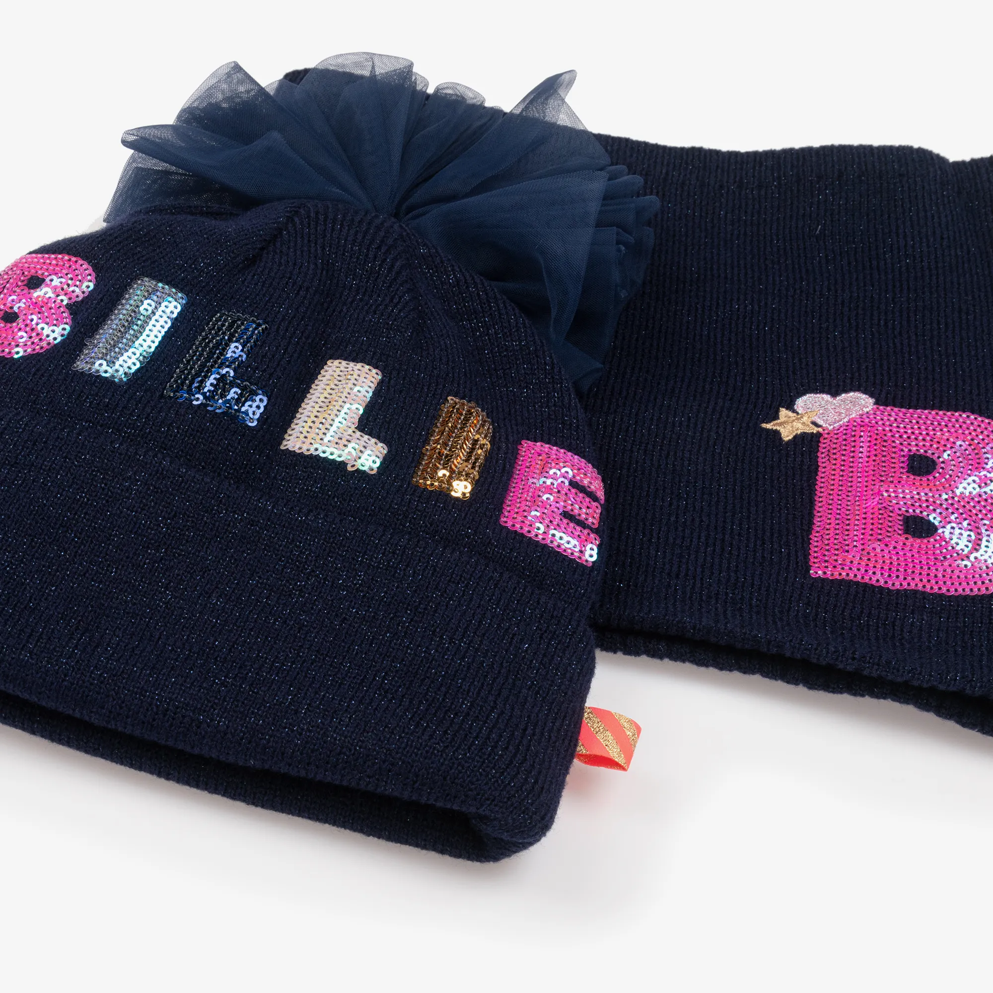 Girls Navy Blue Knitted Hat Set