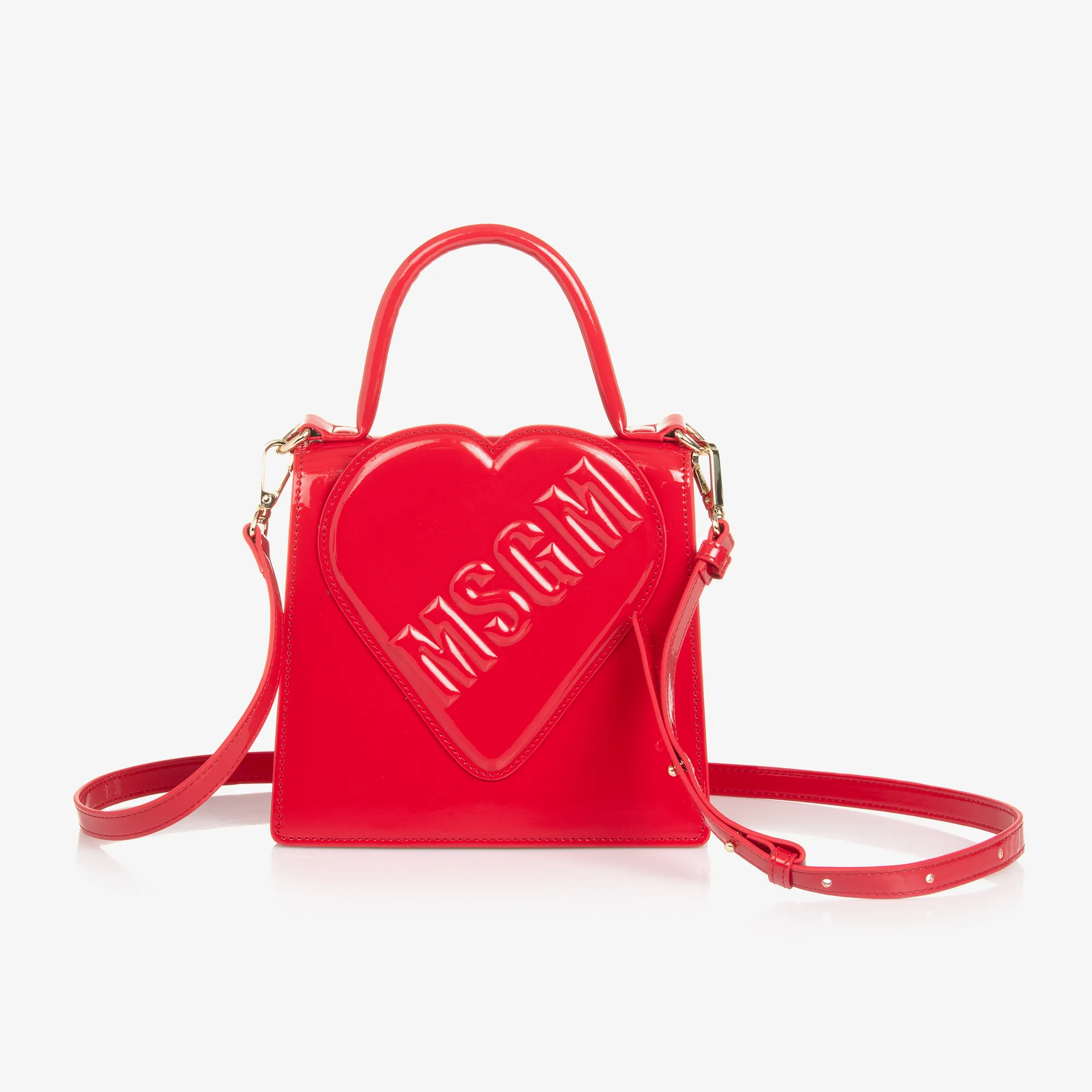 Girls Red Patent Heart Logo Handbag (18cm)