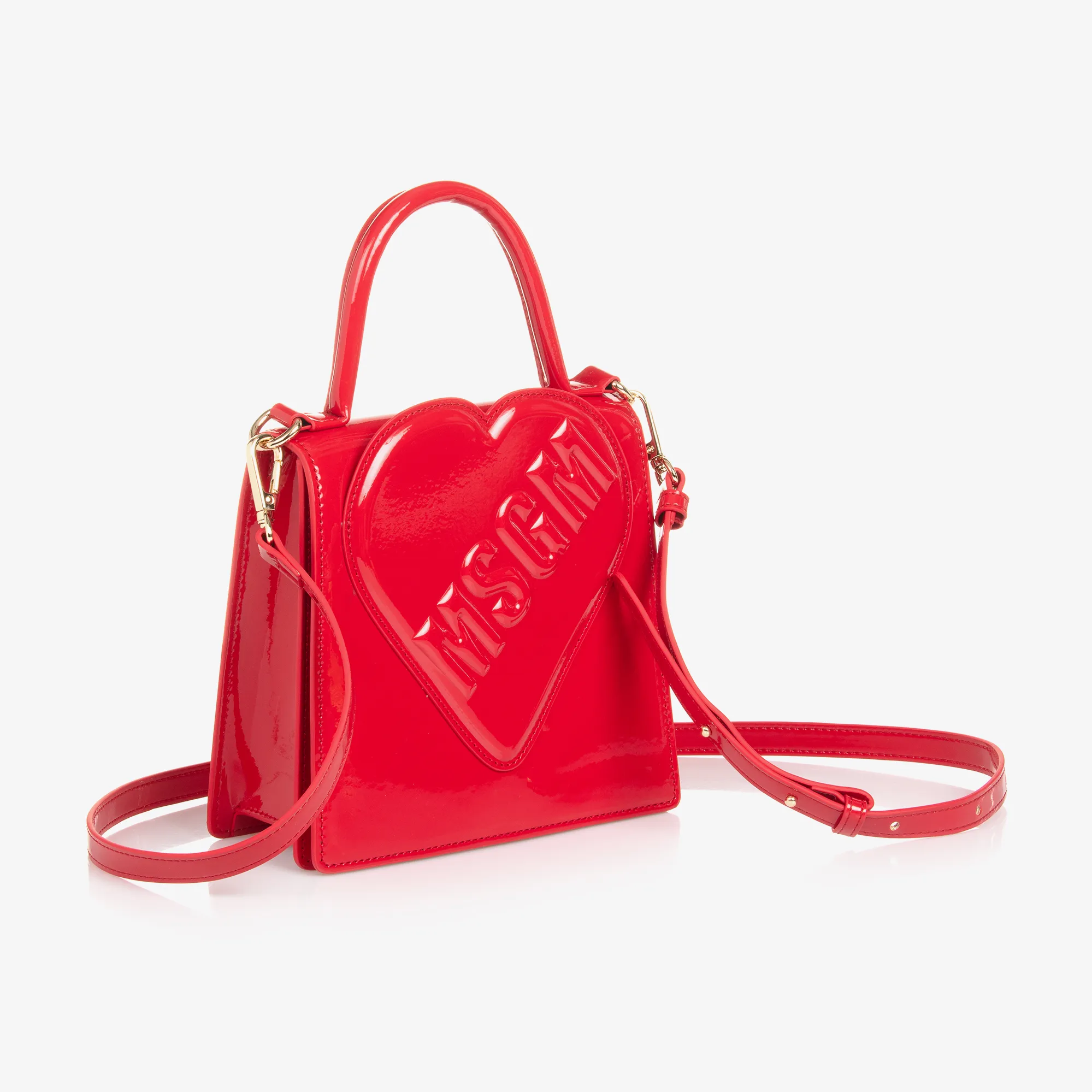 Girls Red Patent Heart Logo Handbag (18cm)