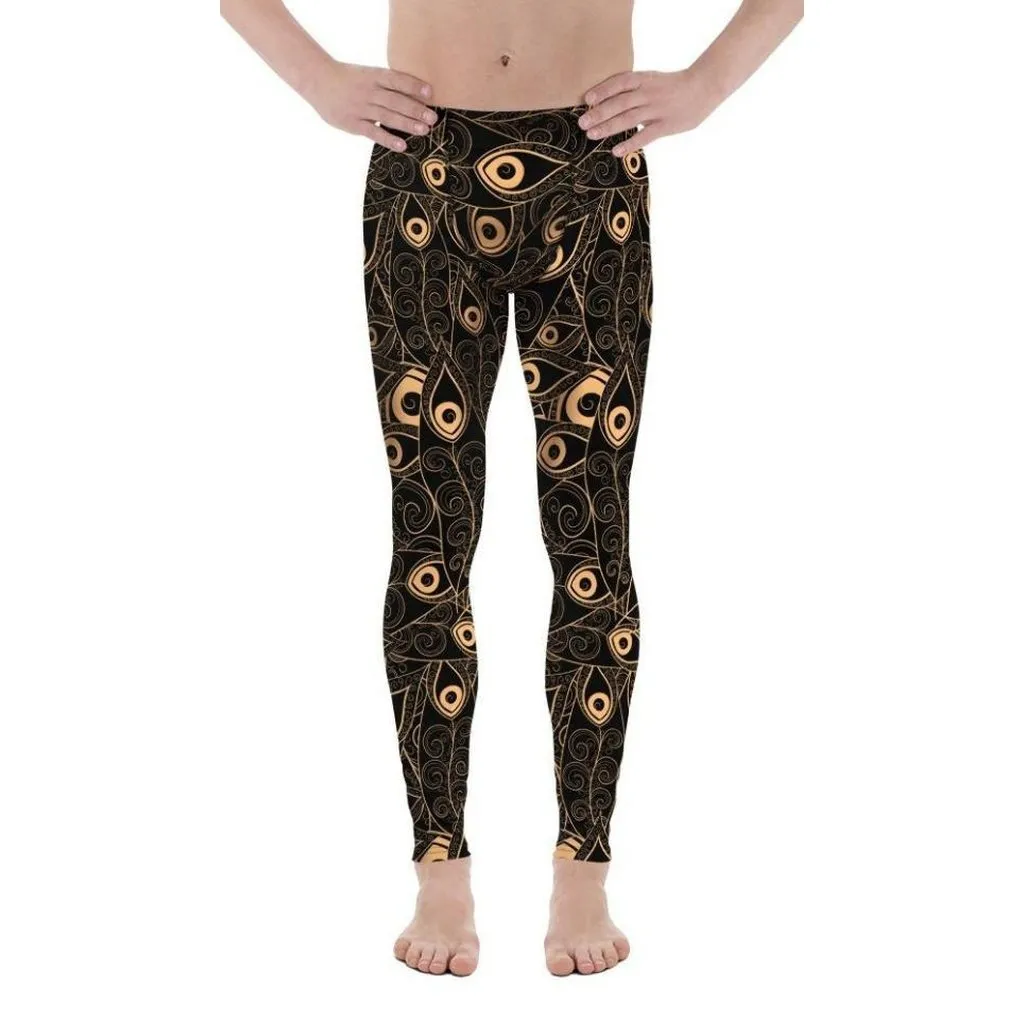 Golden Art Deco Pattern Men's Leggings