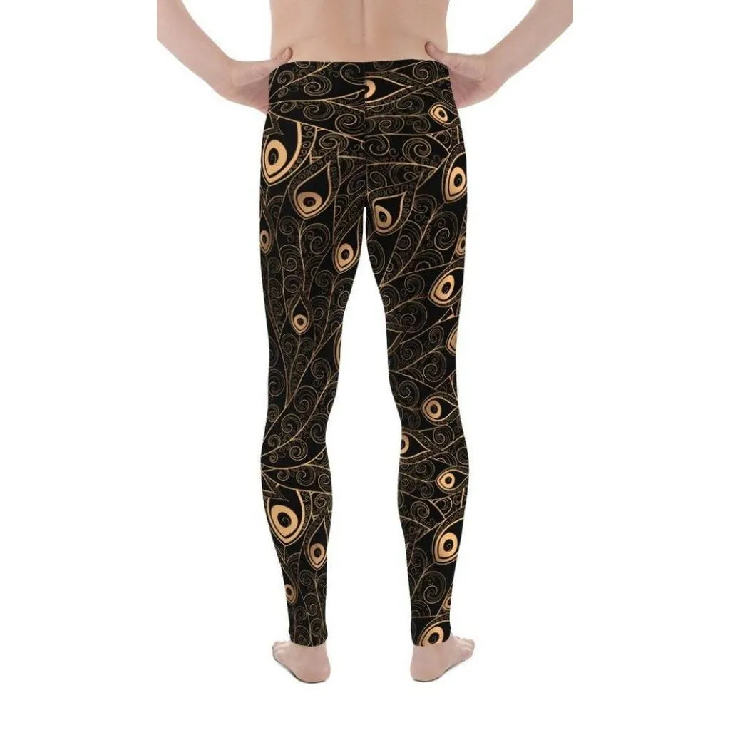 Golden Art Deco Pattern Men's Leggings