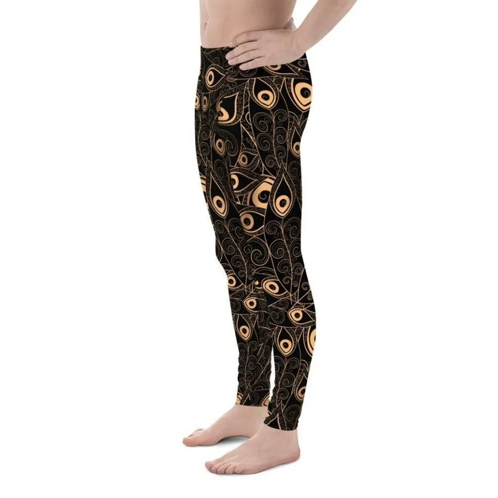 Golden Art Deco Pattern Men's Leggings