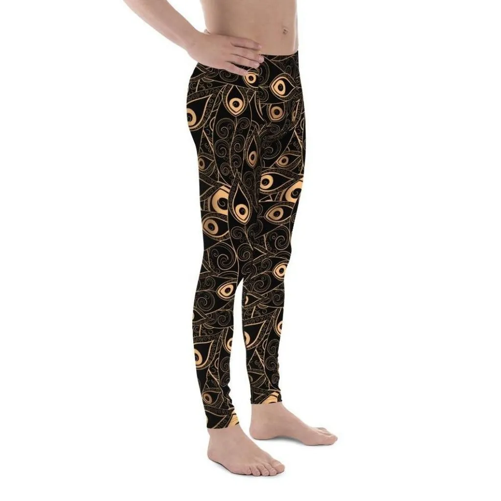 Golden Art Deco Pattern Men's Leggings