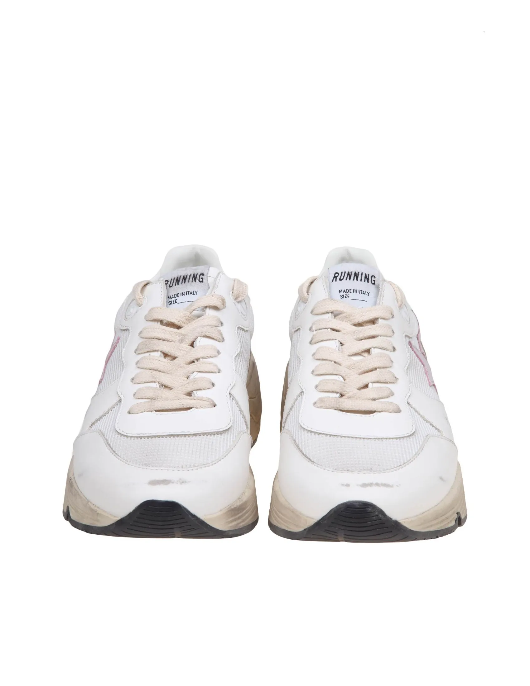 GOLDEN GOOSE RUNNING SUN SNEAKERS IN SUEDE AND MESH COLOR WHITE/GOLD