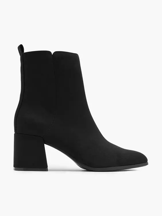 Graceland  Black Imi Suede Heeled Boot with Zipper