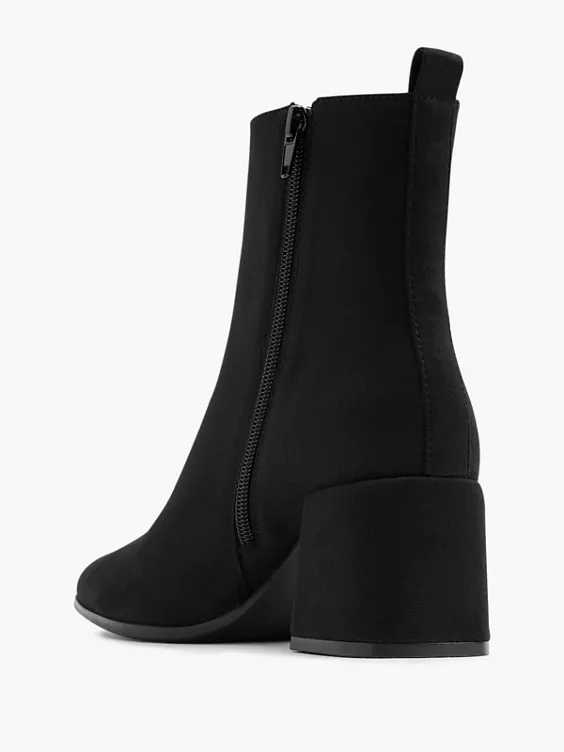 Graceland  Black Imi Suede Heeled Boot with Zipper