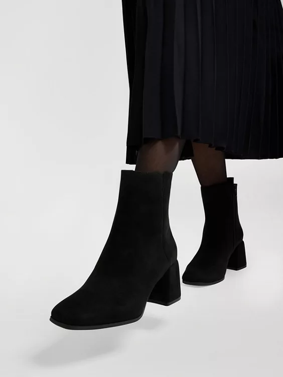 Graceland  Black Imi Suede Heeled Boot with Zipper