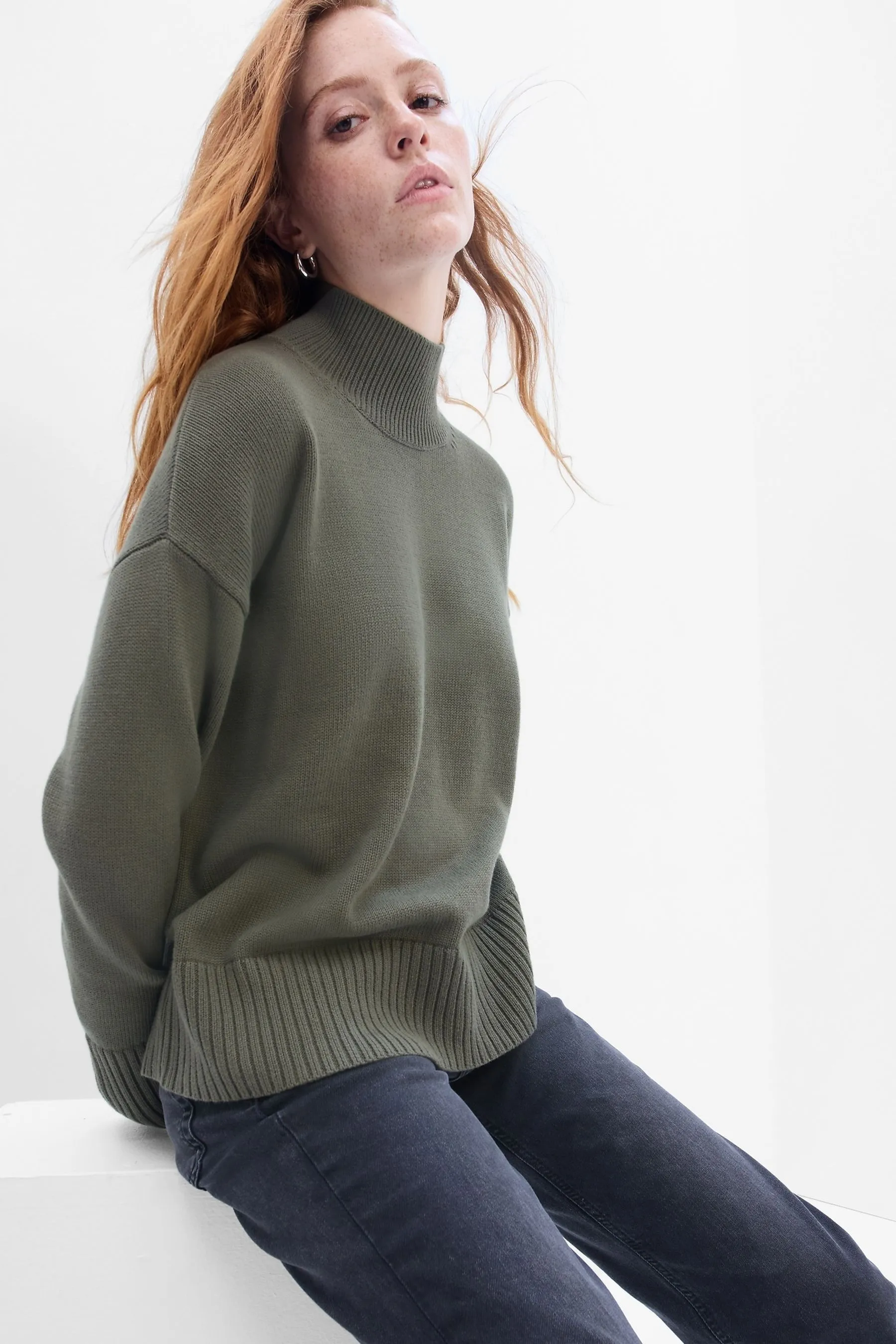 Green Mockneck Jumper