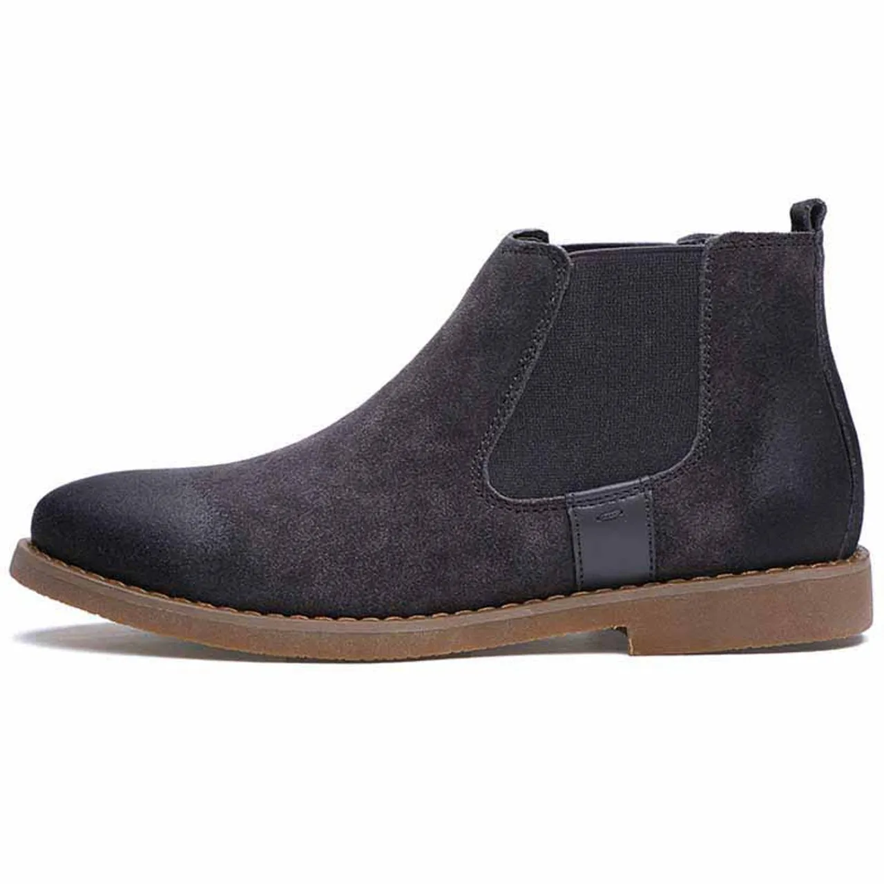 Grey retro leather slip on dress shoe boot