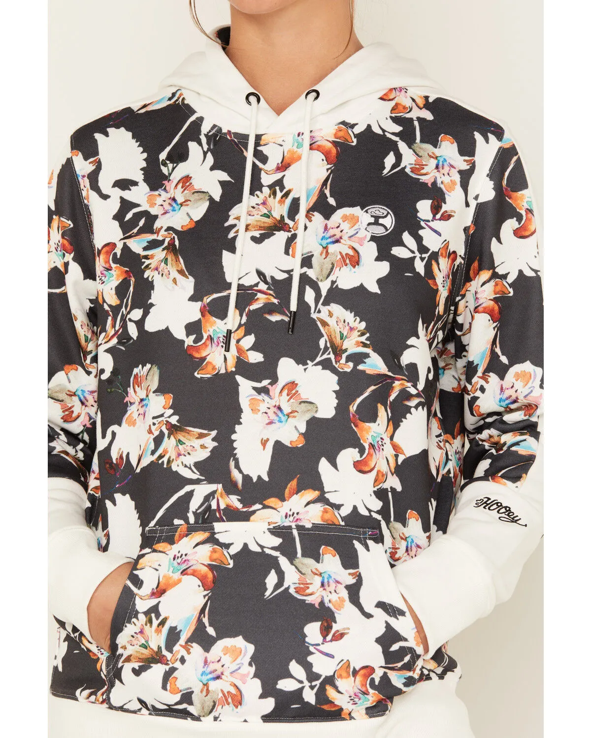 Hooey Women's Contrast Floral Print Hoodie