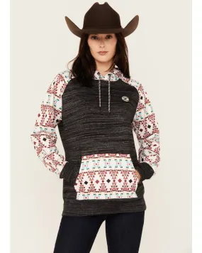 Hooey Women's Southwestern Print Contrast Hoodie