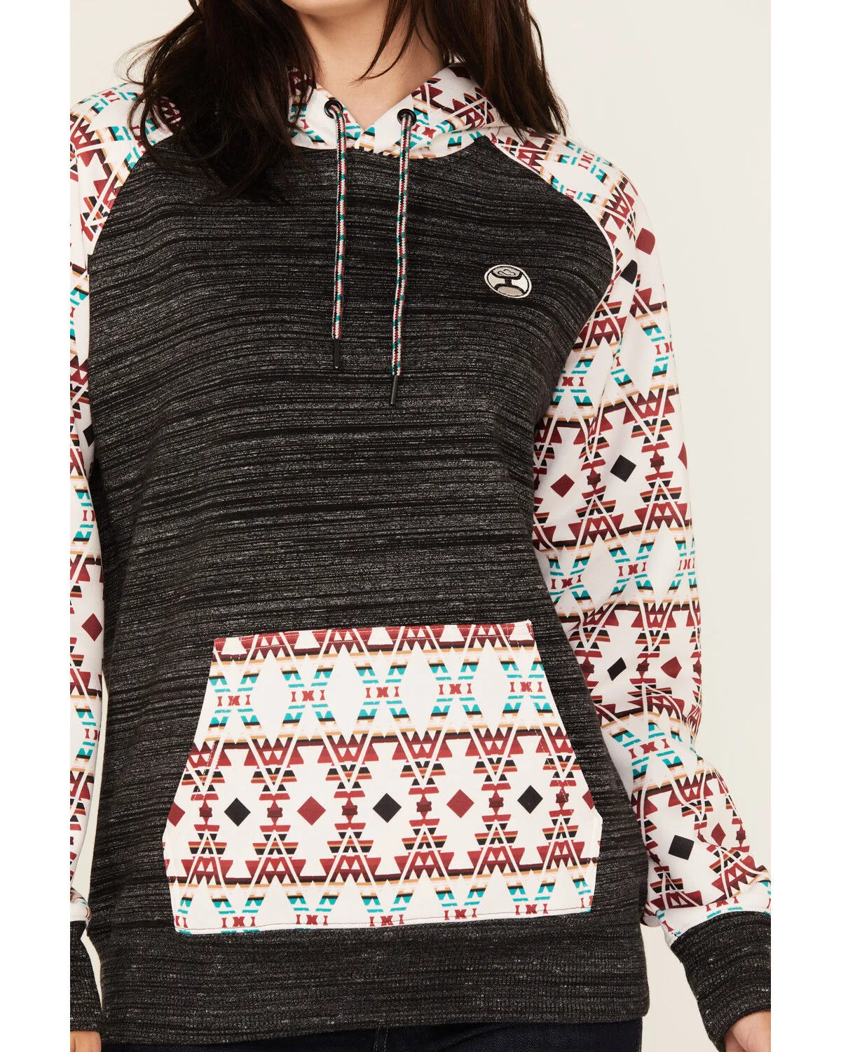 Hooey Women's Southwestern Print Contrast Hoodie