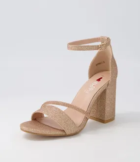 I LOVE BILLY Shernai Pale Gold Glitter Sandals