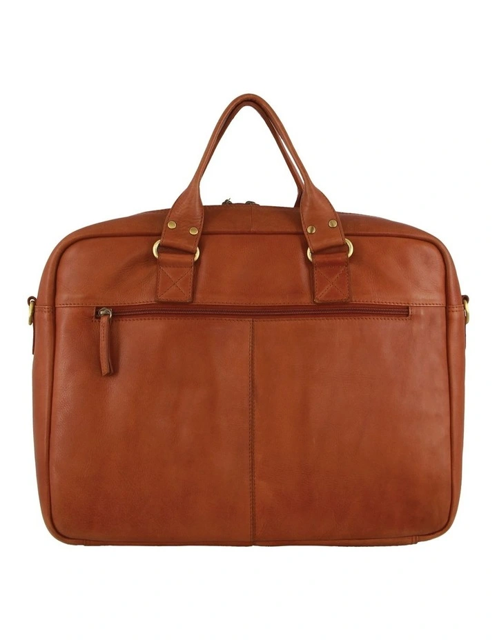 Italian Leather Computer Bag in Cognac