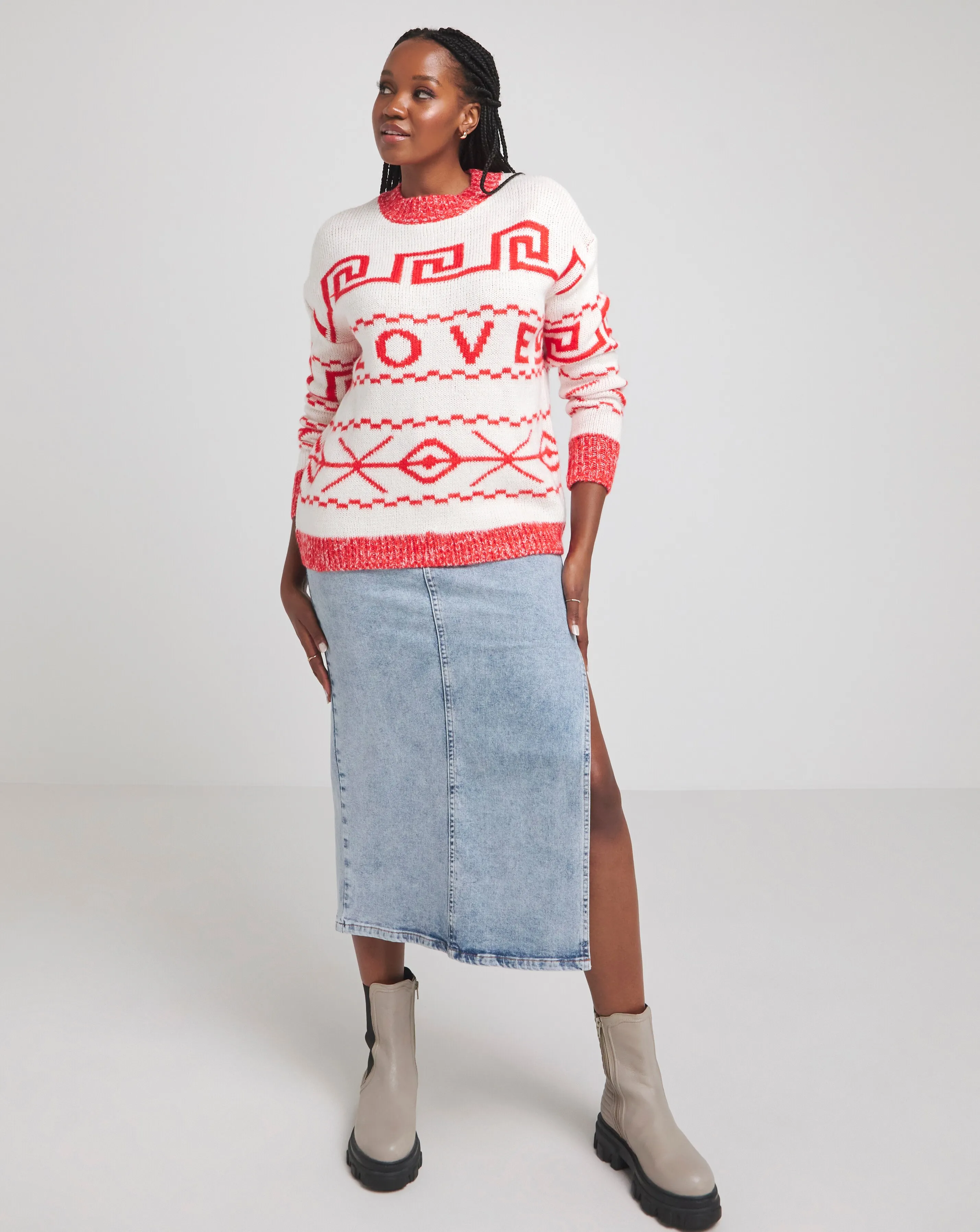 Ivory Love Fairisle Jumper | Simply Be