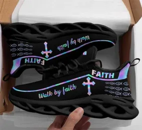 Jesus Christian Cross Walk By Faith Religious Colorful Clunky Sneakers