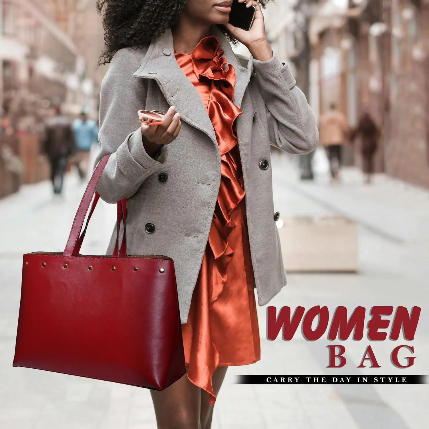 Ladies Shopping Bag/Hand Bag in Wine Genuine leather