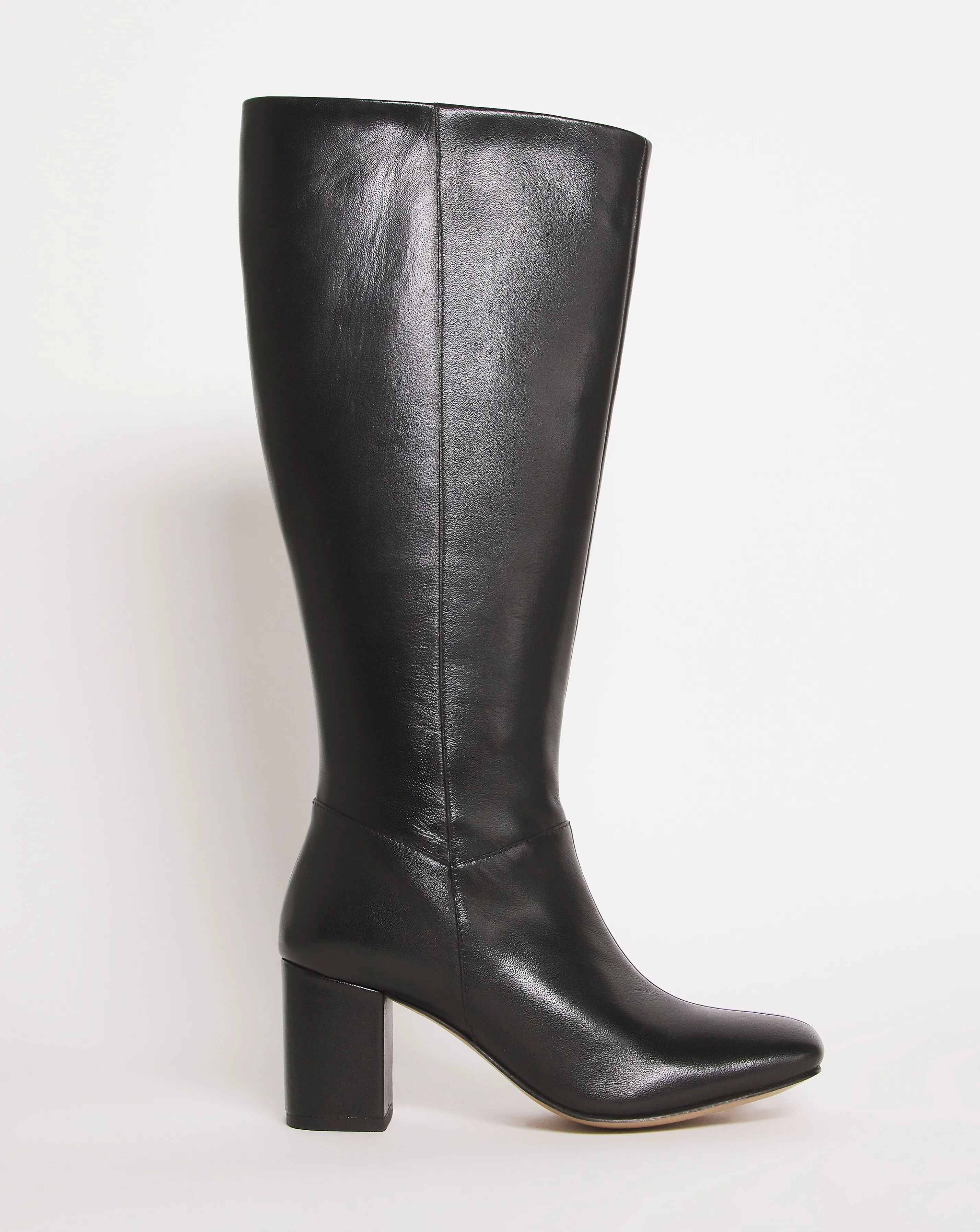 Leather High Leg Boot E Fit Curvy Calf | Simply Be