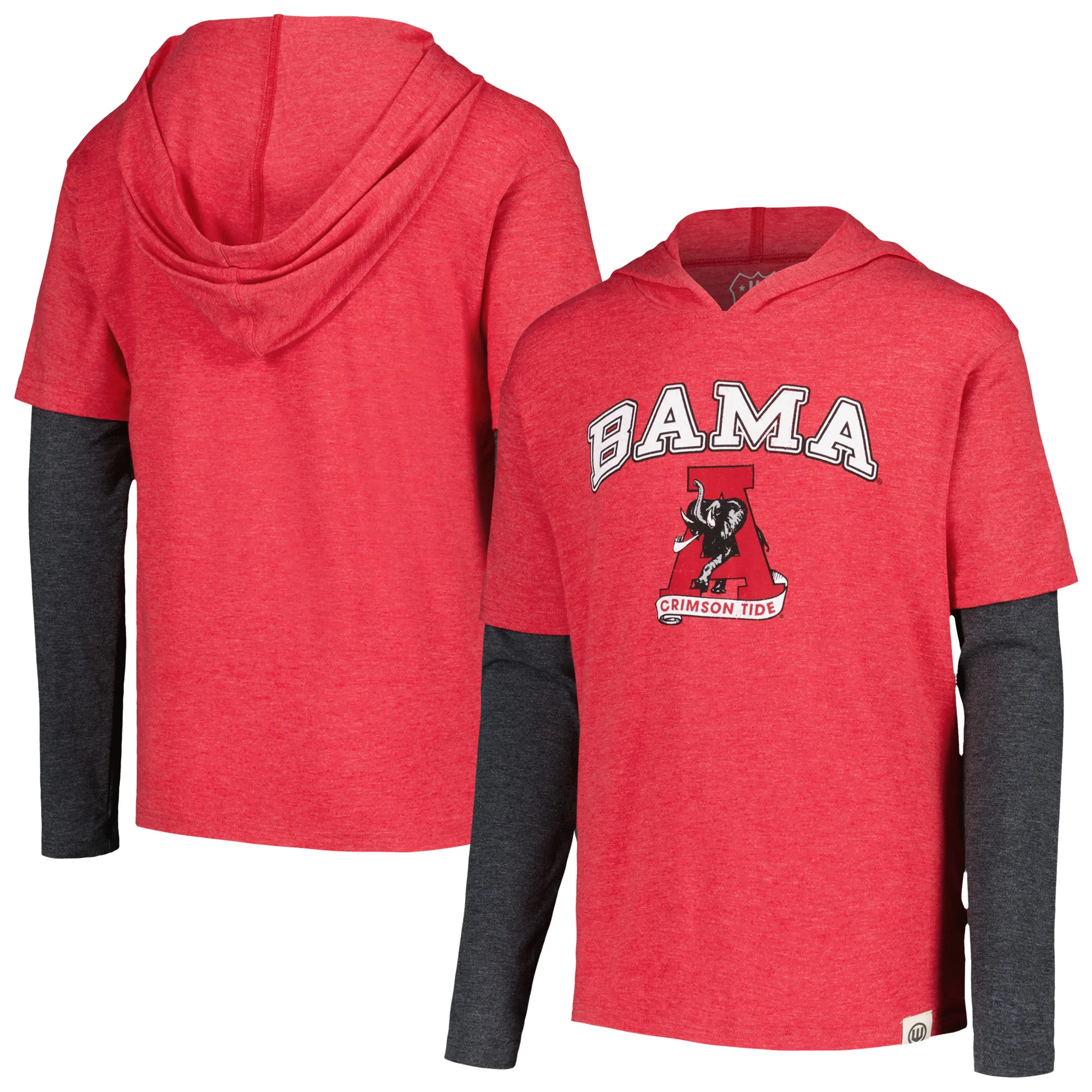 Lids Youth Wes & Willy Crimson Alabama Crimson Tide Tri-Blend Long Sleeve Hoodie T-Shirt