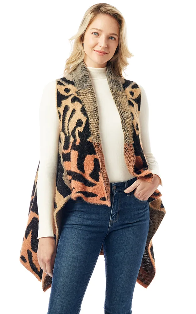 LOF1298 Animal Printed Soft Fuzzy Vest