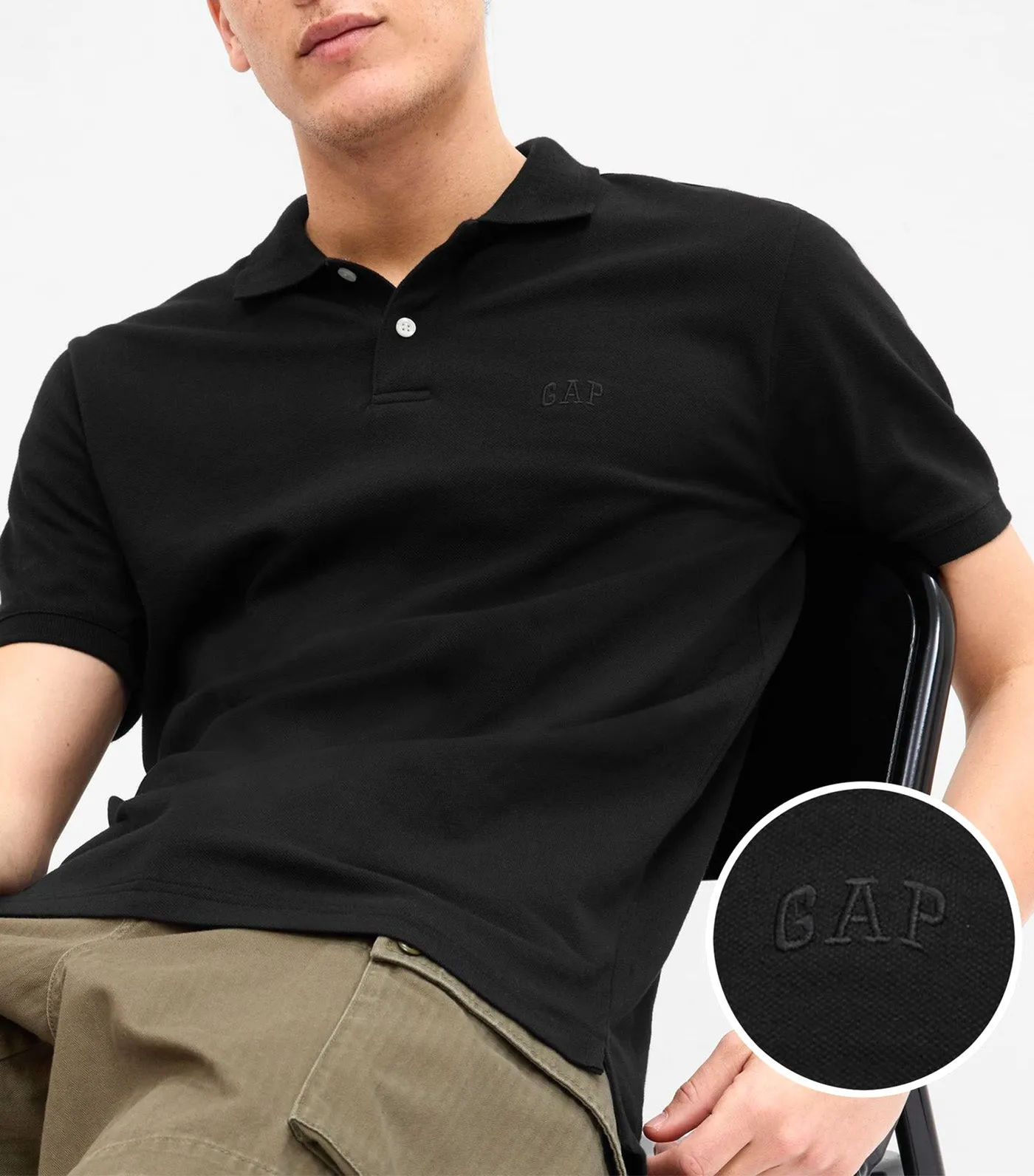 Logo Pique Polo Shirt Black 013