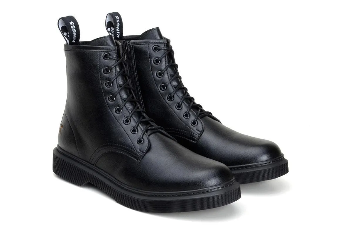 'London 2' Vegan Lace-Up Boot by King55 - Black