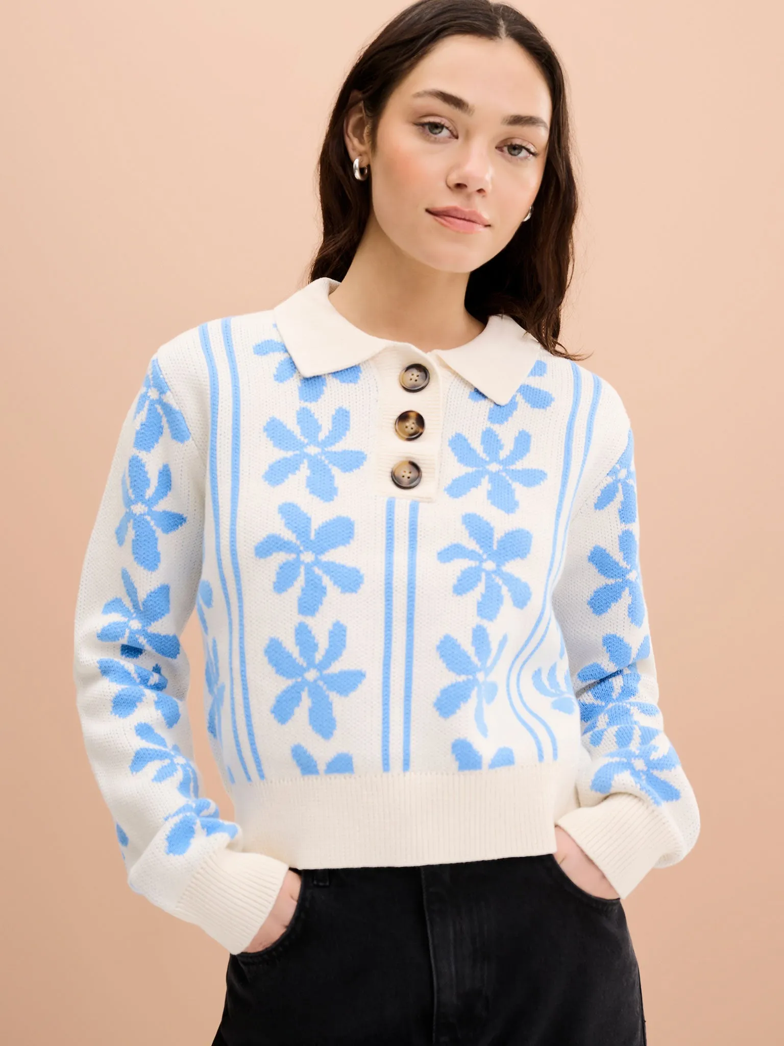 Loren Jumper in Blue and Cream