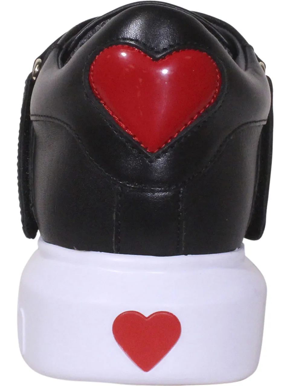 Love Moschino Women's Calfskin Heart Eyelets Sneakers Black Sz: 6