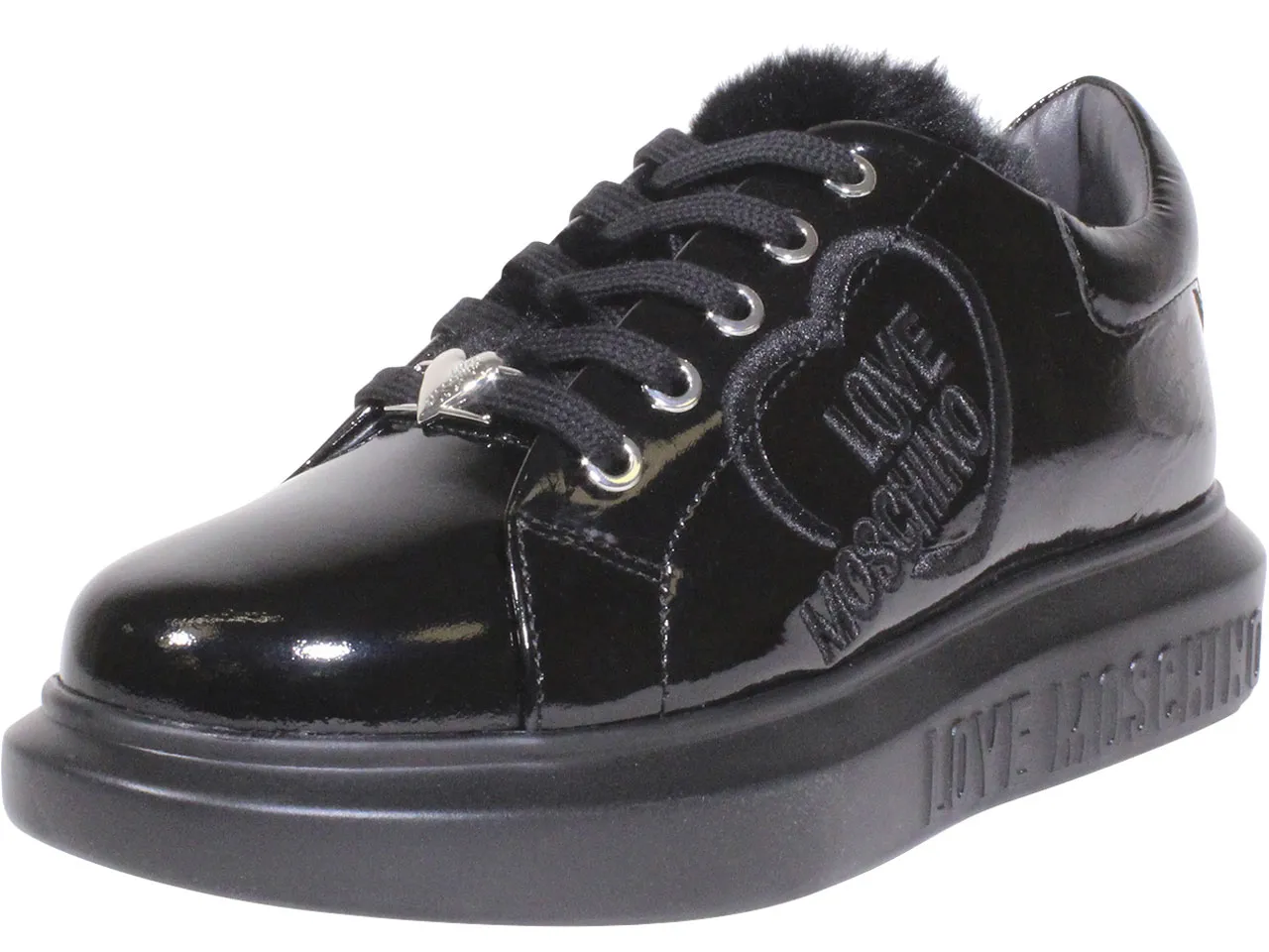 Love Moschino Women's Sneakers Faux-Fur Black Sz: 10 JA15534G0BJGF000