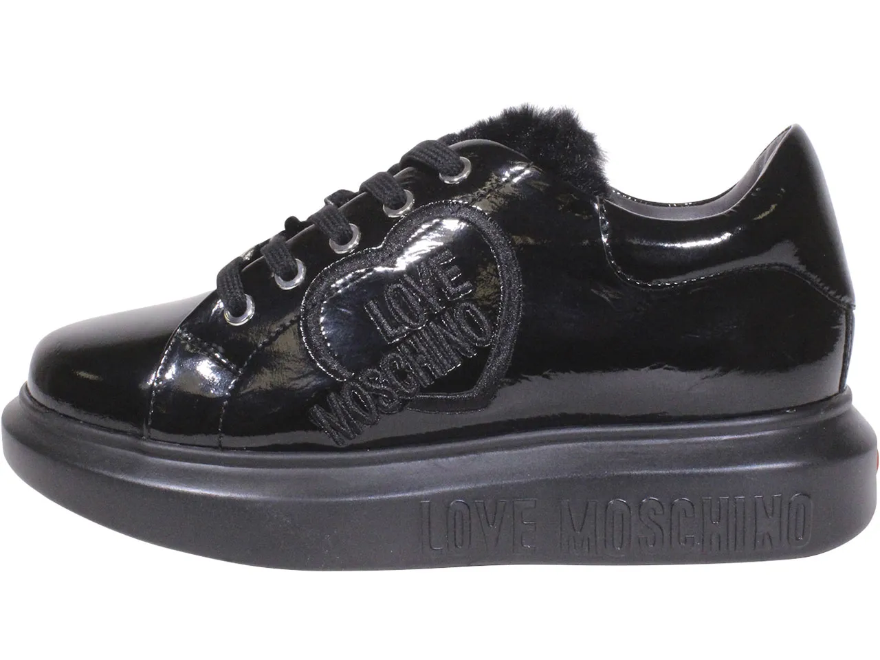 Love Moschino Women's Sneakers Faux-Fur Black Sz: 10 JA15534G0BJGF000