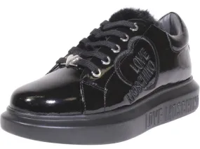 Love Moschino Women's Sneakers Faux-Fur Black Sz: 8 JA15534G0BJGF000